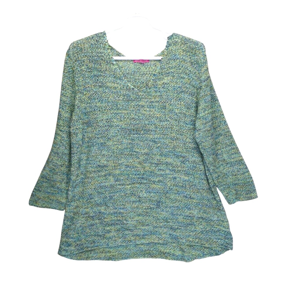 Woman Within Tunic Sweater Open Knit top Womens 1X 22/24 spacedye‎